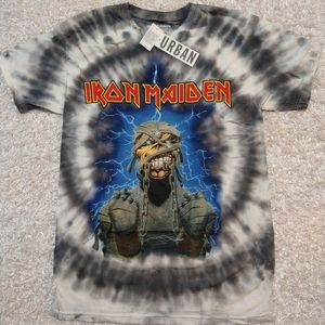 Urban Outfitters Iron Maiden Rock Tee Shirt Men's Size Small Gray Tie-dye NWT